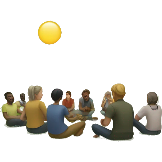 meadow with sitting people emoji