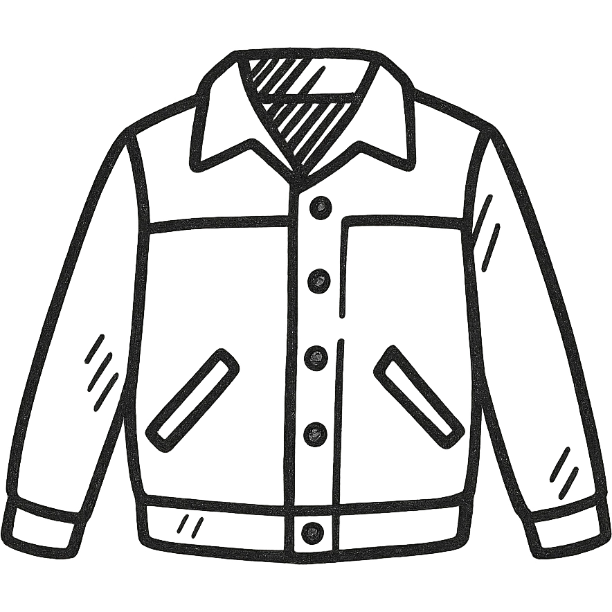 jacket, hand-drawn black outline style emoji