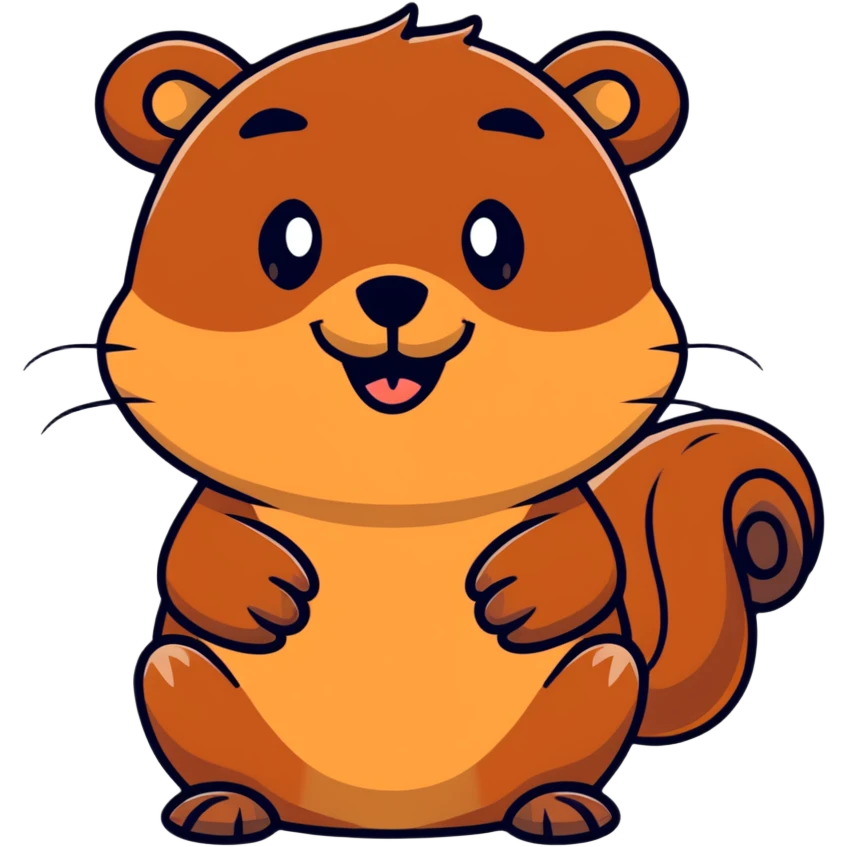 happy beaver with brown fur emoji