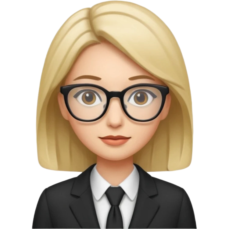 chick with glasses, wearing suit emoji