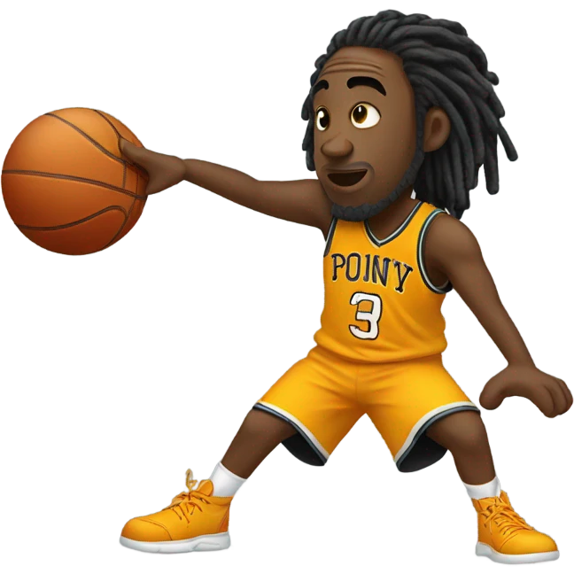 Blackman with dreadlocks playing basketball  emoji