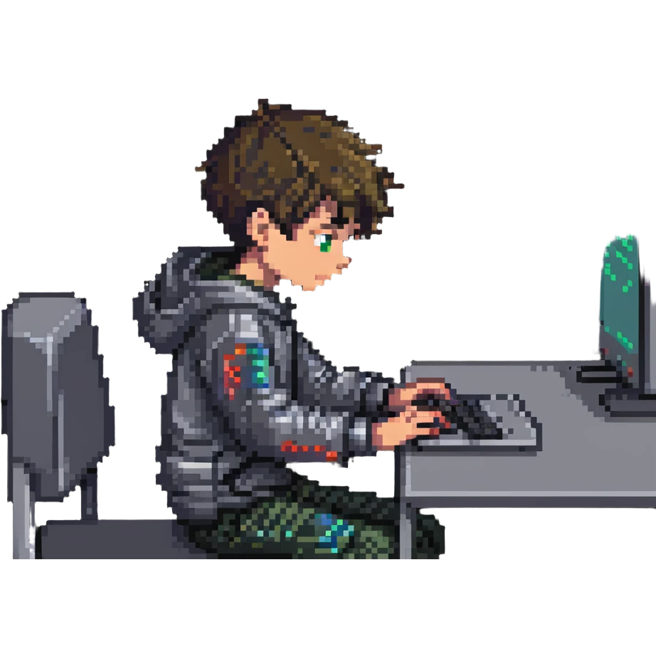 a boy coding on a computer emoji