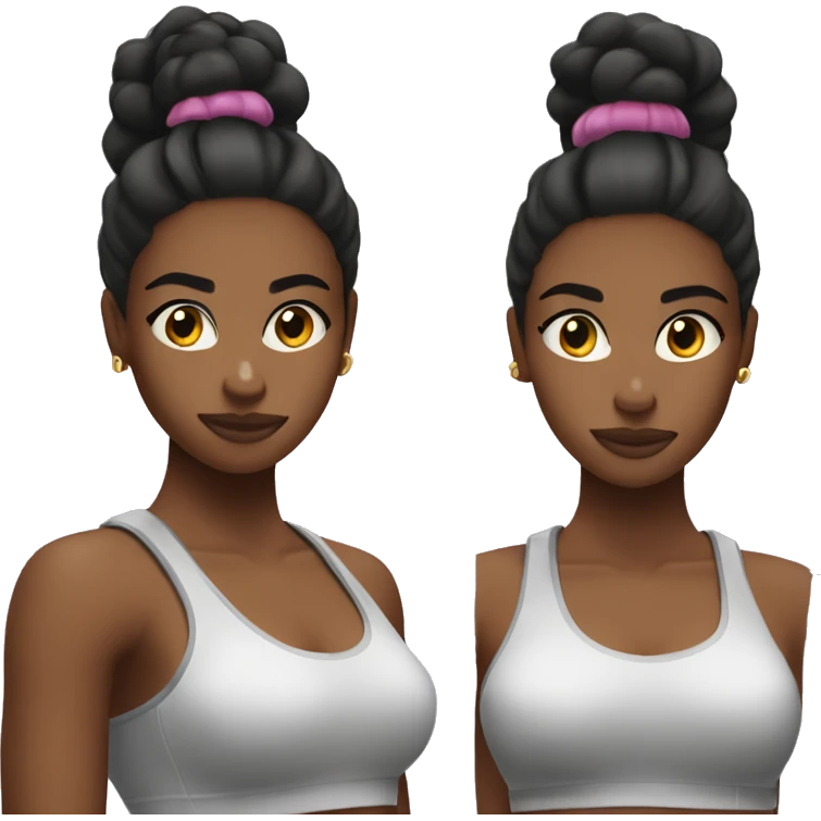 Black gym girl sleek half up half down hair flexing  emoji