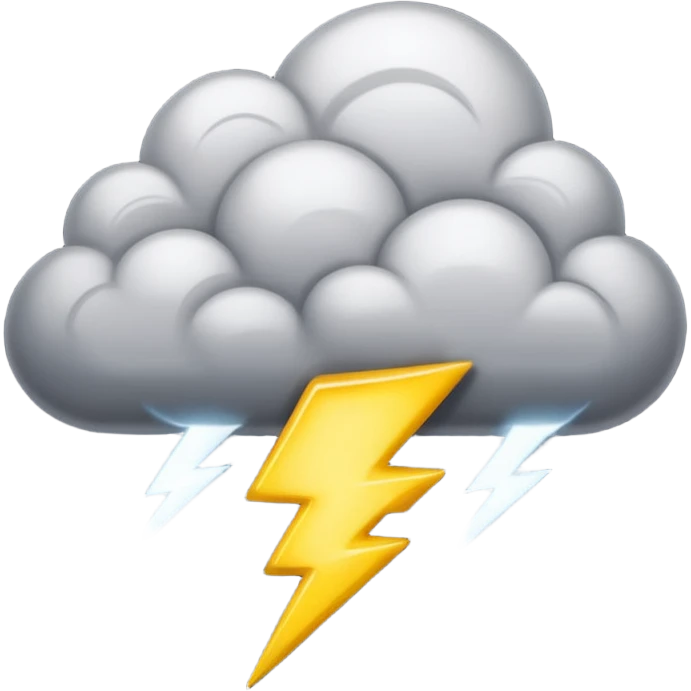 A thick thundercloud flashing with bright lightning emoji