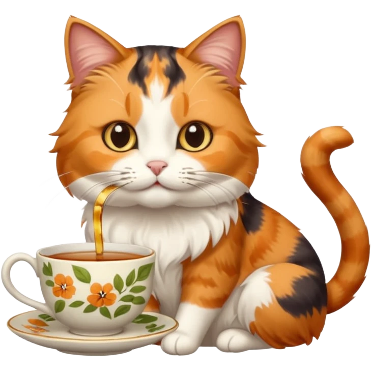 Çay içen kedi emoji