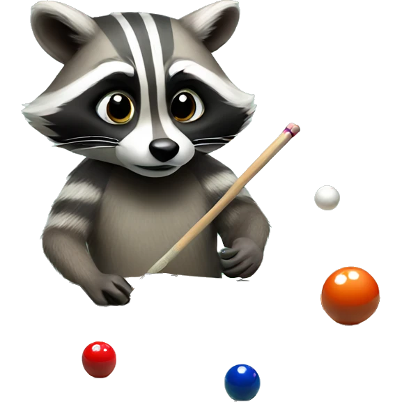 Cute raccoon playing pool  emoji