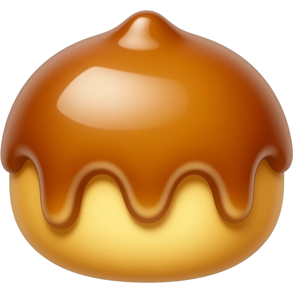 cute mini butter dessert emoji, small chestnut-shaped butter cake with a golden brown surface,shiny buttery caramelized surface, warm golden brown color, kawaii dessert style, simple sticker emoji, emoji