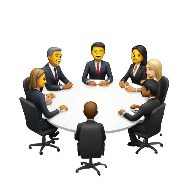 business people sitting at a round table  side view emoji