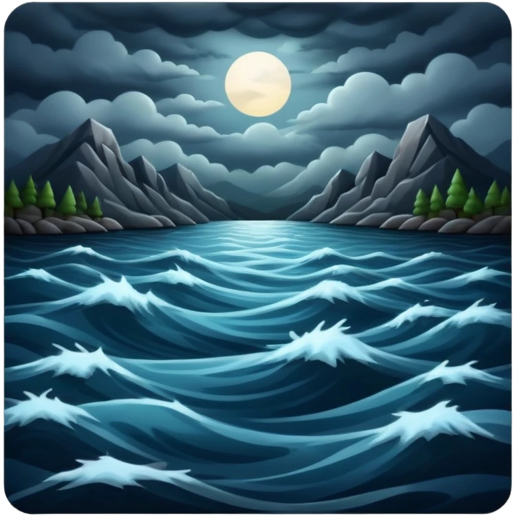 Dark deep lake in a storm emoji