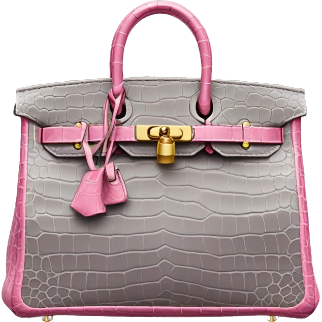 Pink and grey Crocodile leather bag birkin  emoji
