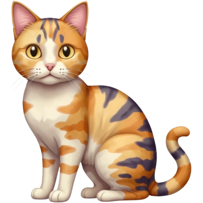 full body anxious looking colourful patchy light calico tabby cat emoji