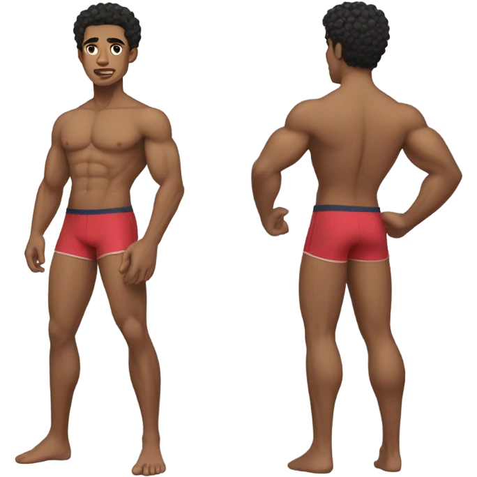 Lightskin with muscles and swim trunks emoji