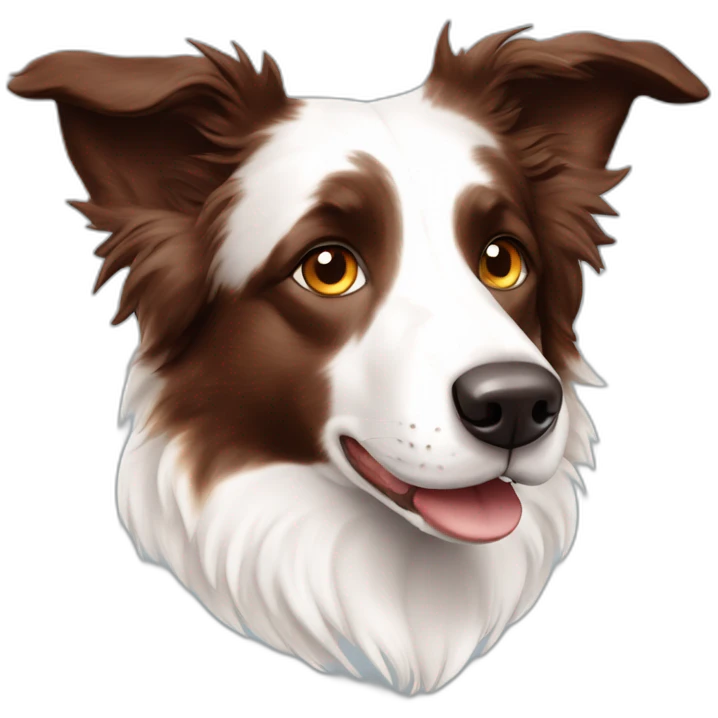 white red merle border collie with brownish stained hair blue eyes emoji