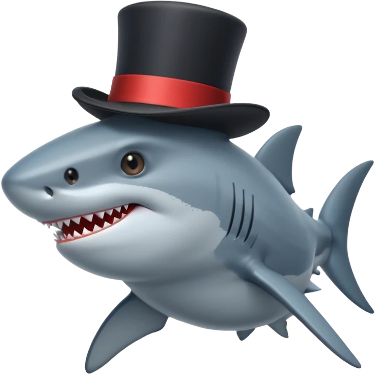 Shark with a top hat emoji