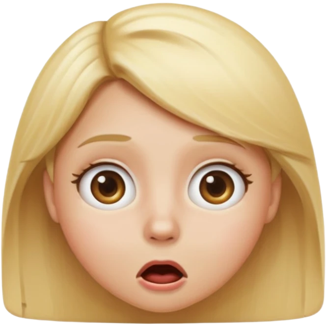shocked blonde emoji, apple emoji style, round face, expressive eyes, shocked, clean, no text emoji