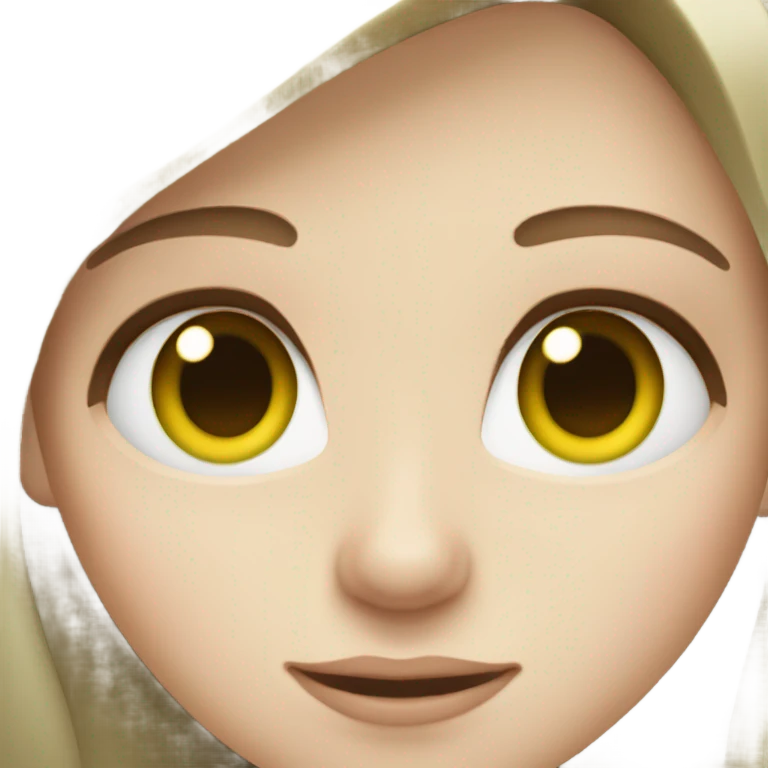 green eyes pale skin brown hair middle part emoji