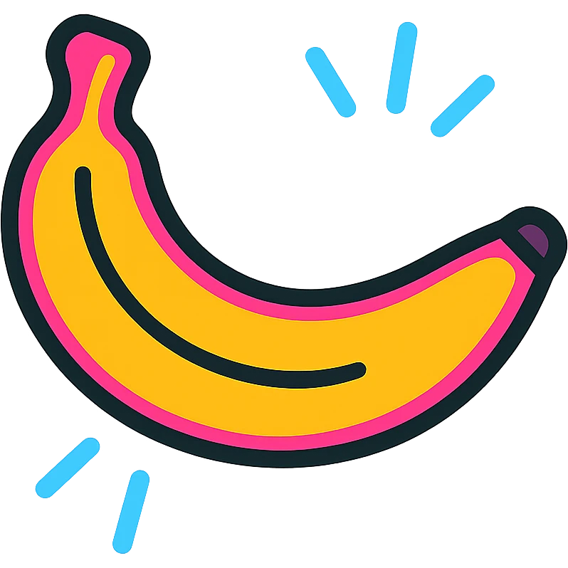 glowing banana with neon outlines and bright colors emoji