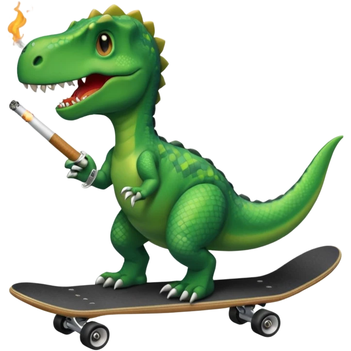 dinosaur on a skateboard smoking cigarettes emoji