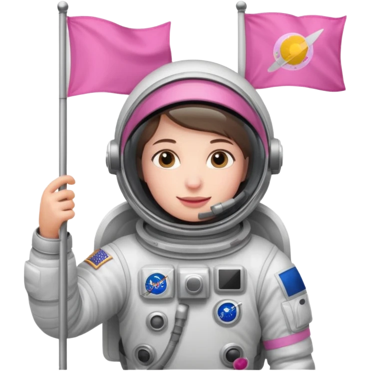 astronaut holding pink flag in hand emoji