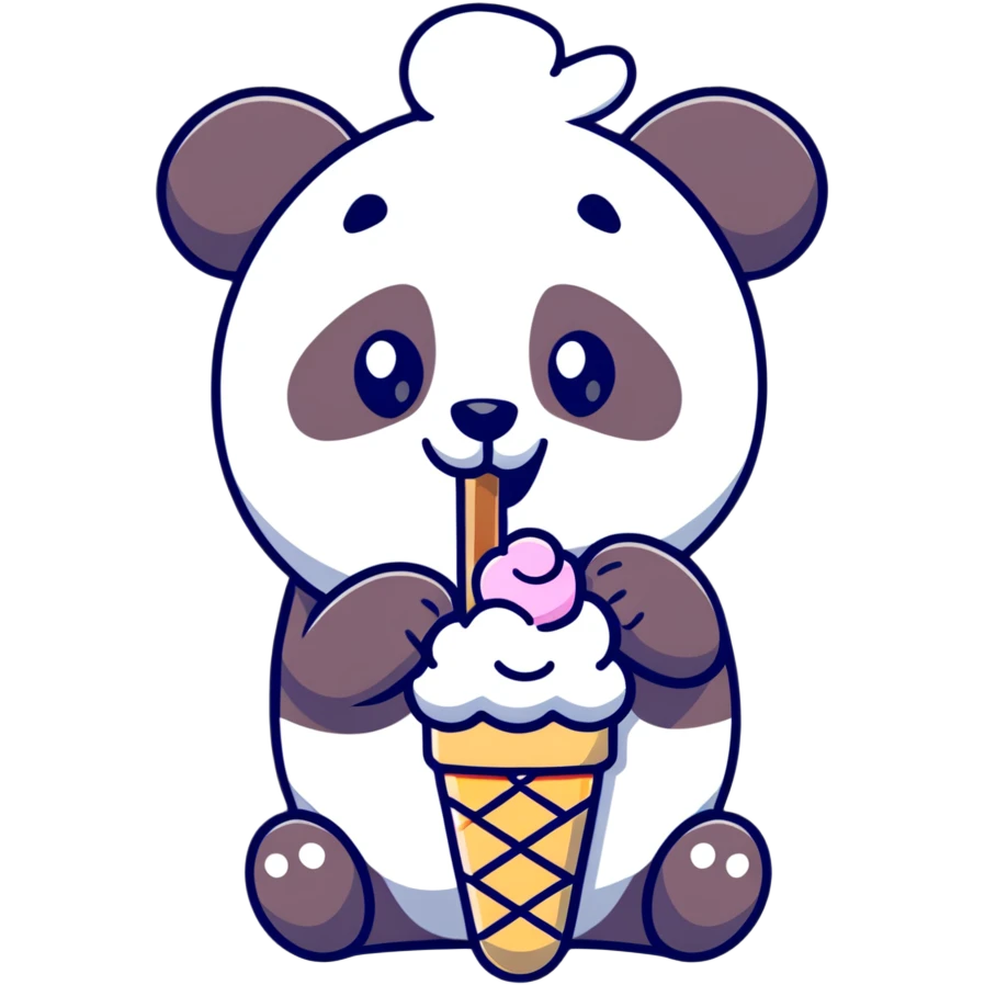 Panda eating ice cream emoji