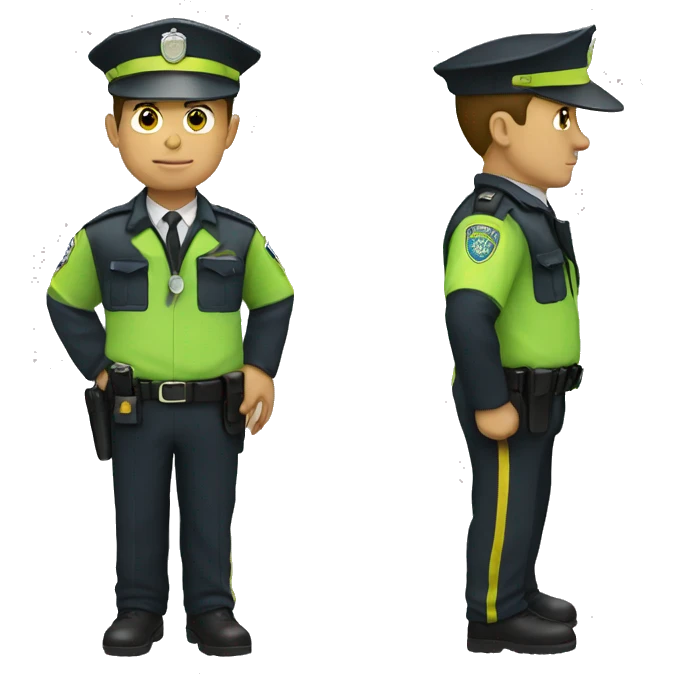 Policeman with green and yellow suite emoji