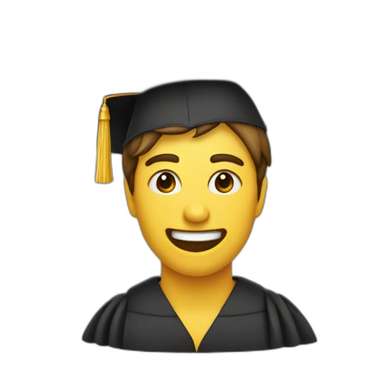 una letra P con un sombrero de graduación emoji