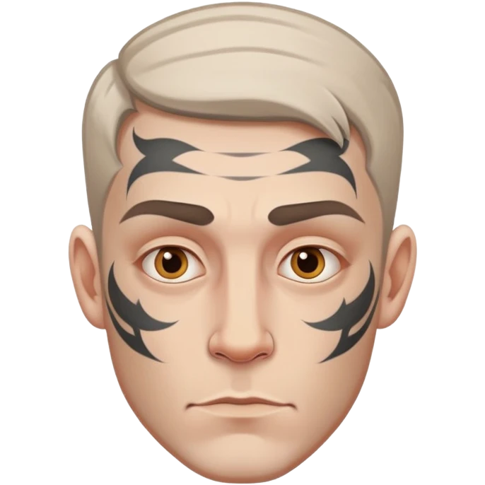 white man with face tattoo, neutral expression emoji