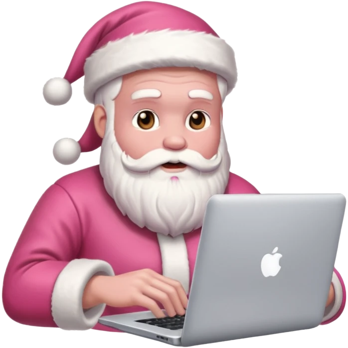 santa god with laptop, pink emoji