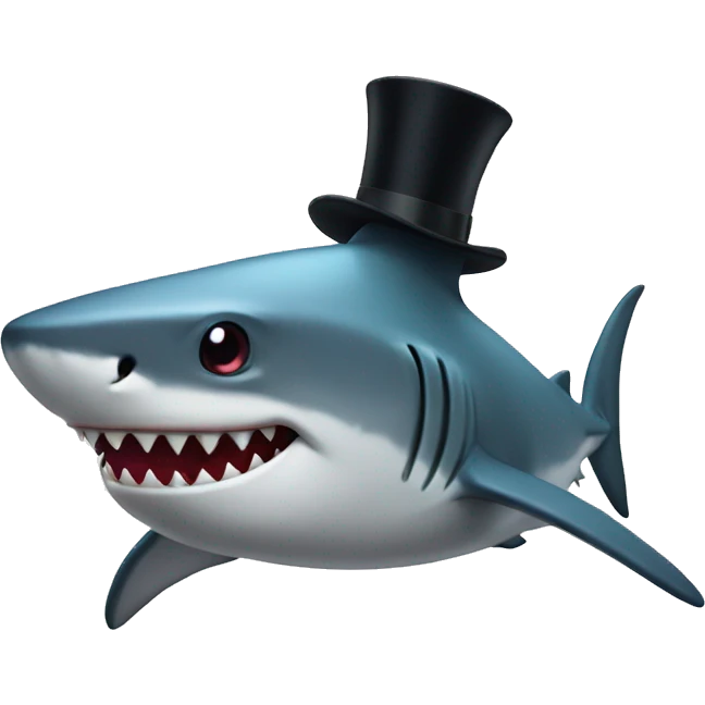 Shark with a top hat emoji