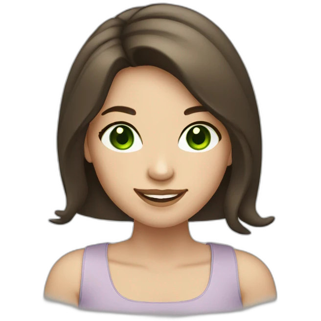 light-skinned girl with shoulder-length dark brown hair and green eyes winking emoji