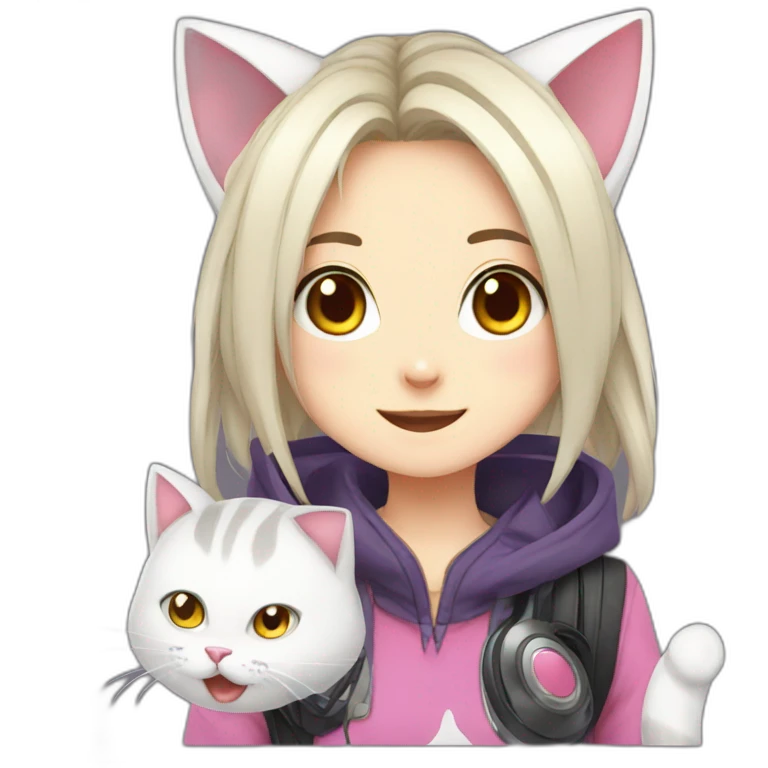 Anime cat gamer girl emoji