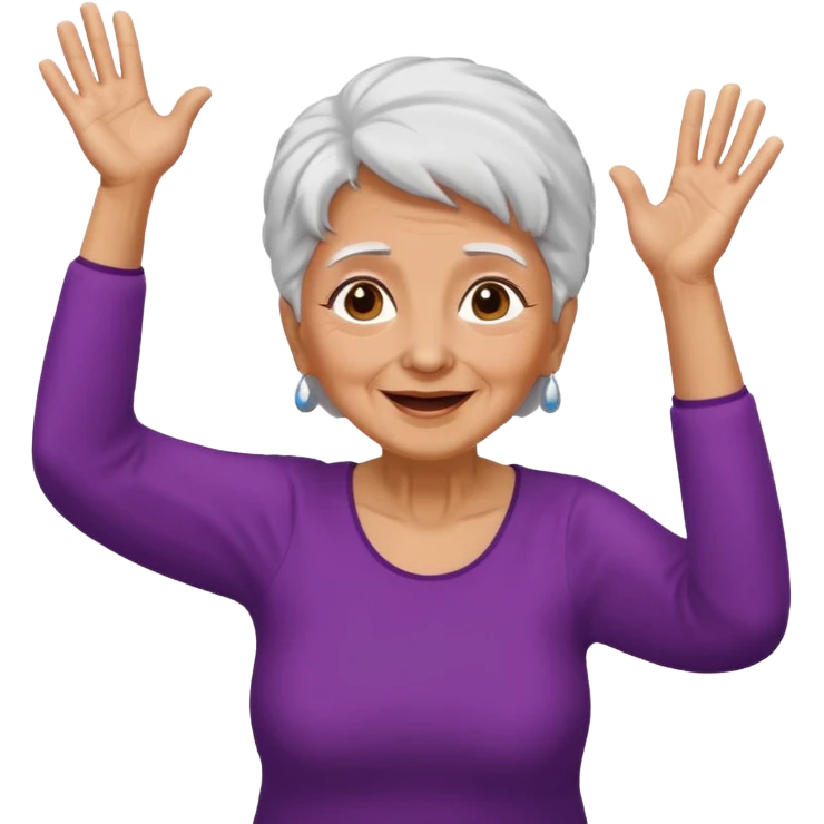 Old lady hands up raise the roof dancing  like she doesn’t care  emoji