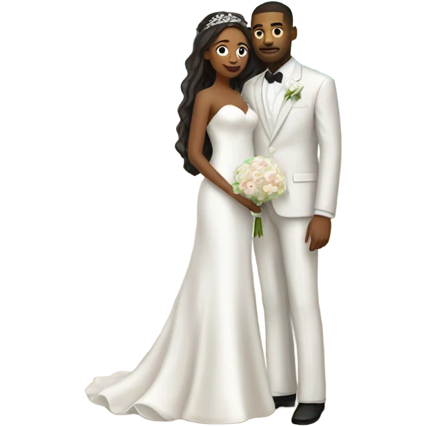Bride and groom on beach emoji