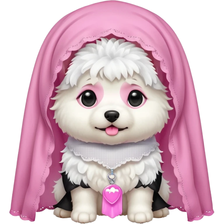 White puppy wearing a veil emoji