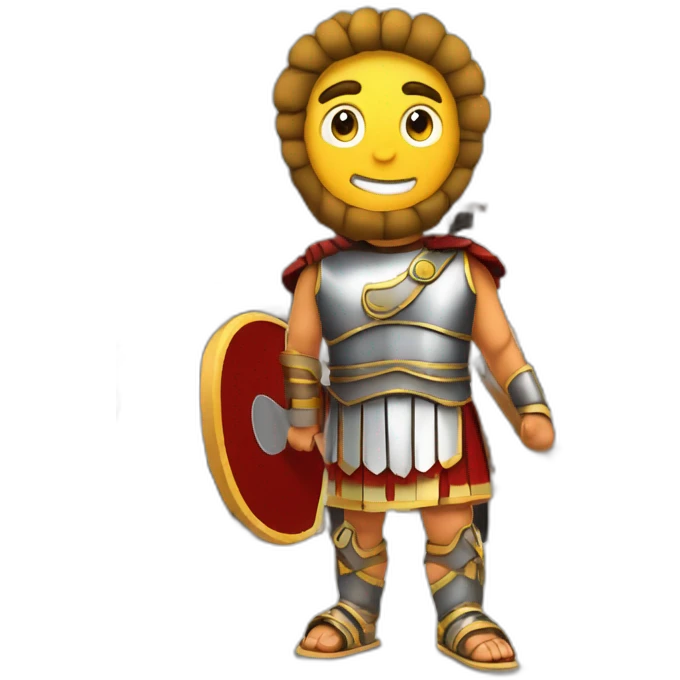 Roman gladiator with one tennis racket in right hand in colosseum emoji