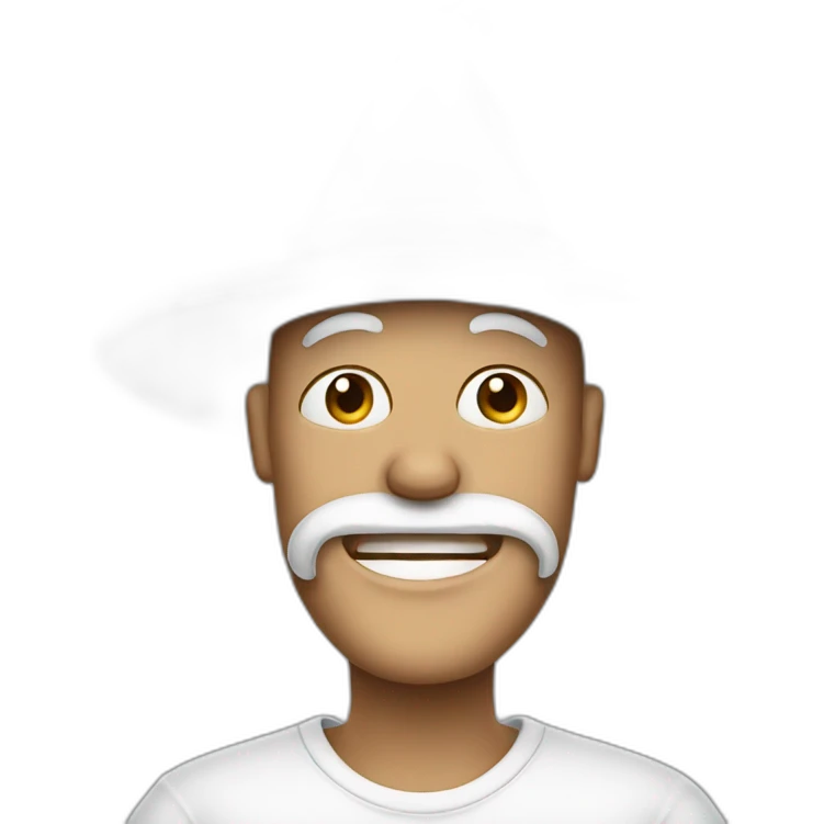 Man in a funny white pointy hat over his head emoji