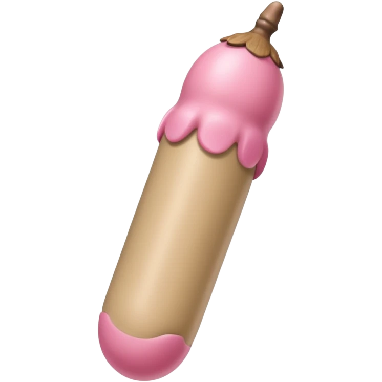 tan beige skin color and pink cylindrical shaft penis, erect, phallus shape, no face, with glans pink acorn-like tip at one end with urethral opening emoji