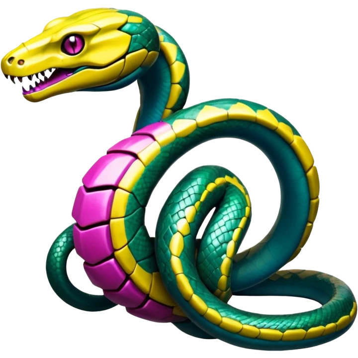 Edgy badass toxic poisonous snakey shaky cool awesome epic sapphire emerald citron topaz magenta radioactive faulty rue ruby Tropical Futuristic Modern Mecha-Fakémon-hybrid-creature (full body)  emoji