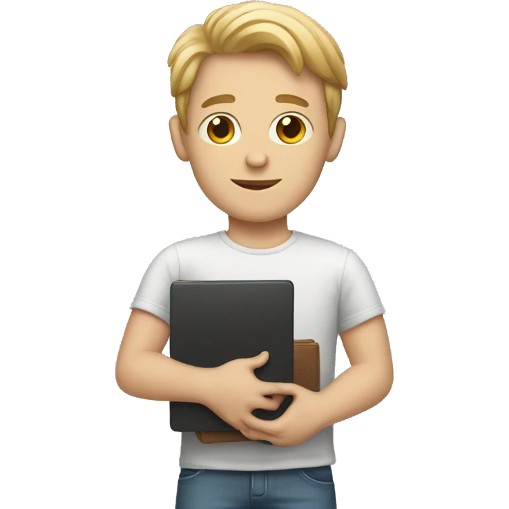 White boy holding laptop emoji