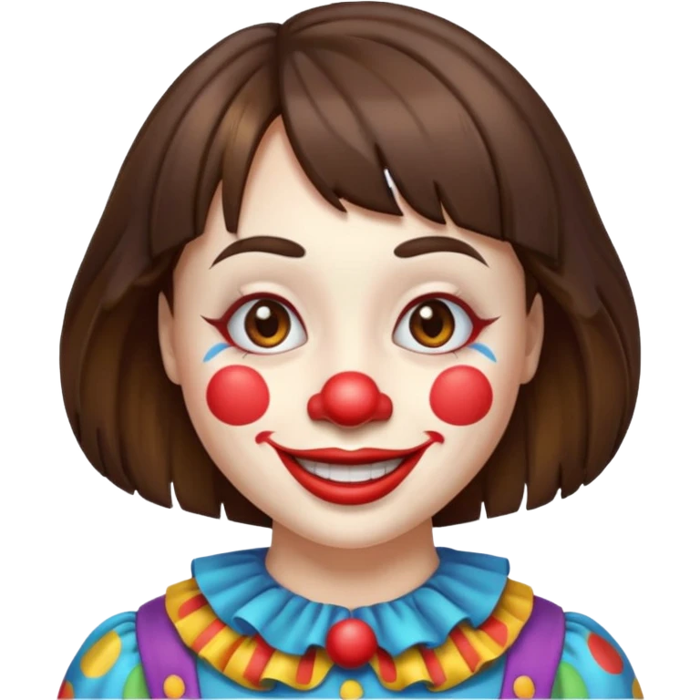 A clown emoji with brunette bangs emoji