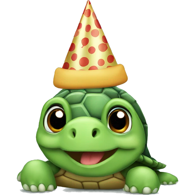 Turtle in a birthday hat emoji