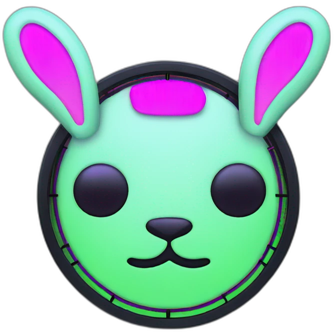 neon rabbit clock emoji