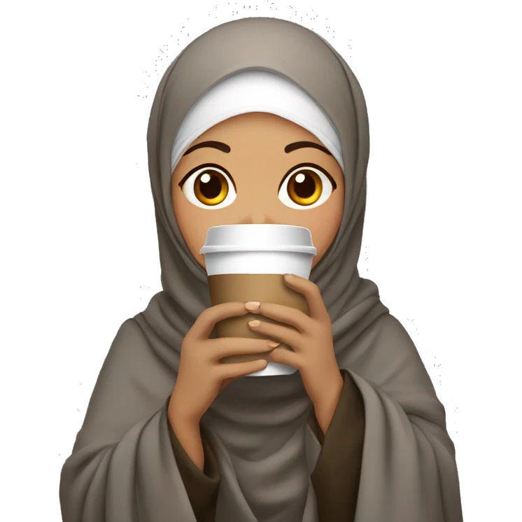 Hijabi girl with blanket and coffe on her hand emoji