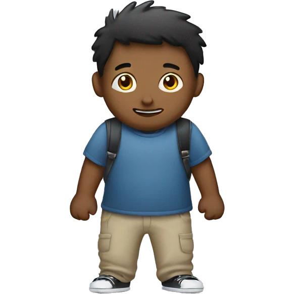 Boy standing holding out empty pockets emoji
