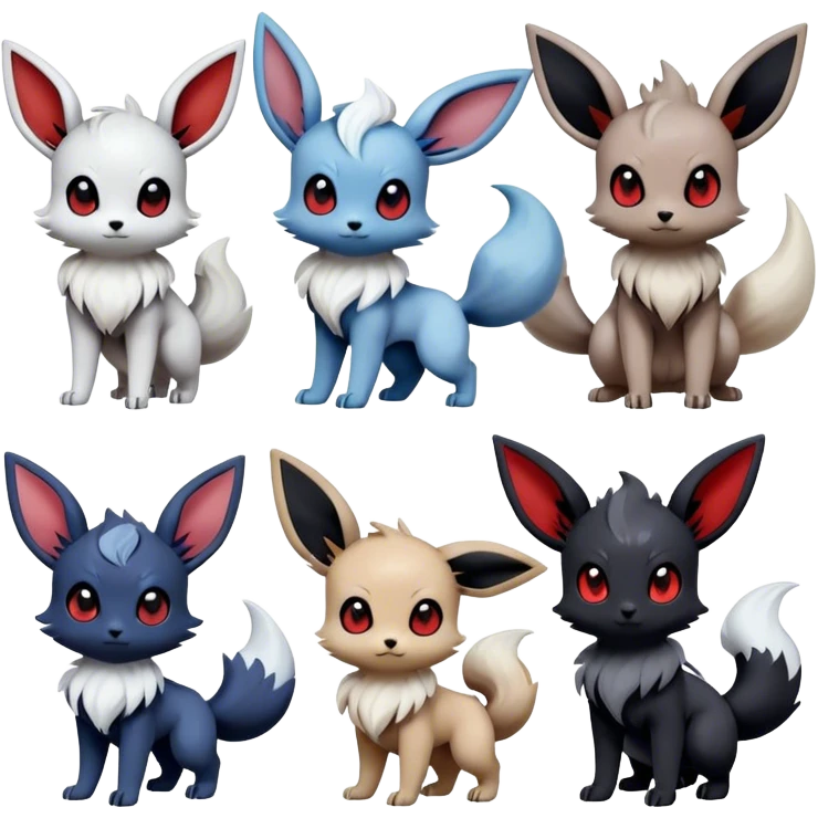 Cool Cute Kawaii Eevee-Absol-Zorua-Umbreon-Pokemon Full Body  emoji