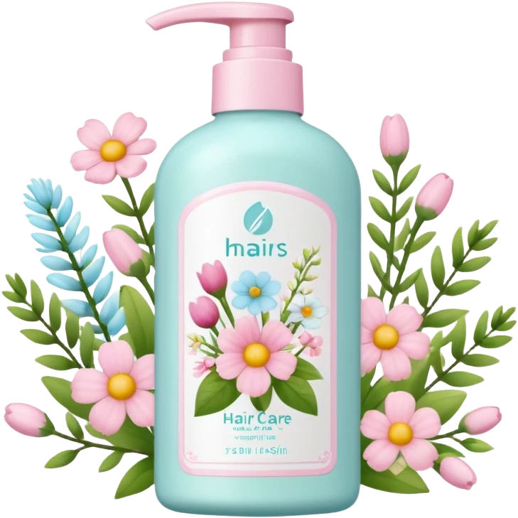 , flower)

bottle of hair care product with seasonal symbols around emoji