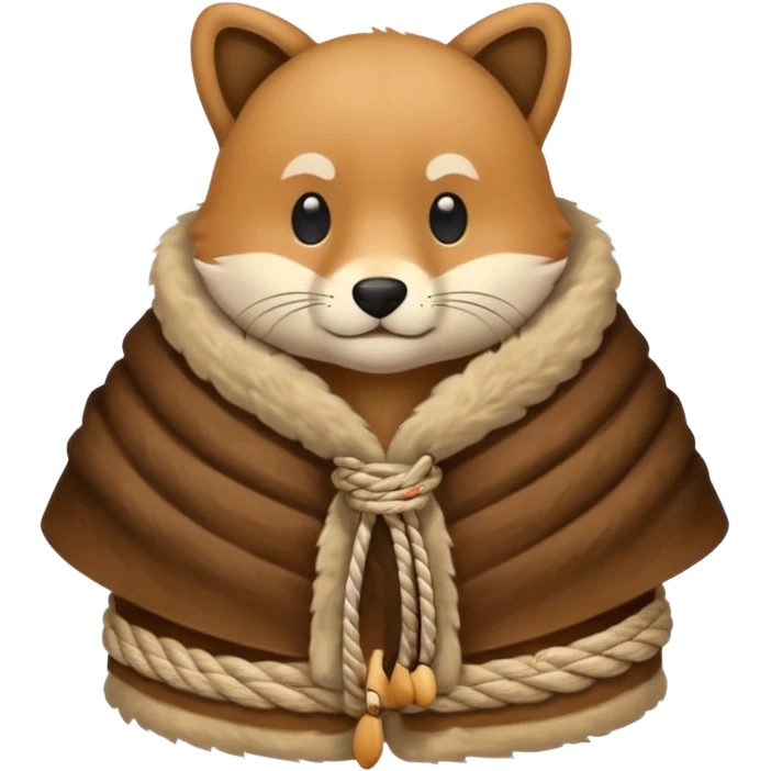 A fur wrap made from thick animal hide tied with simple rope.








 emoji