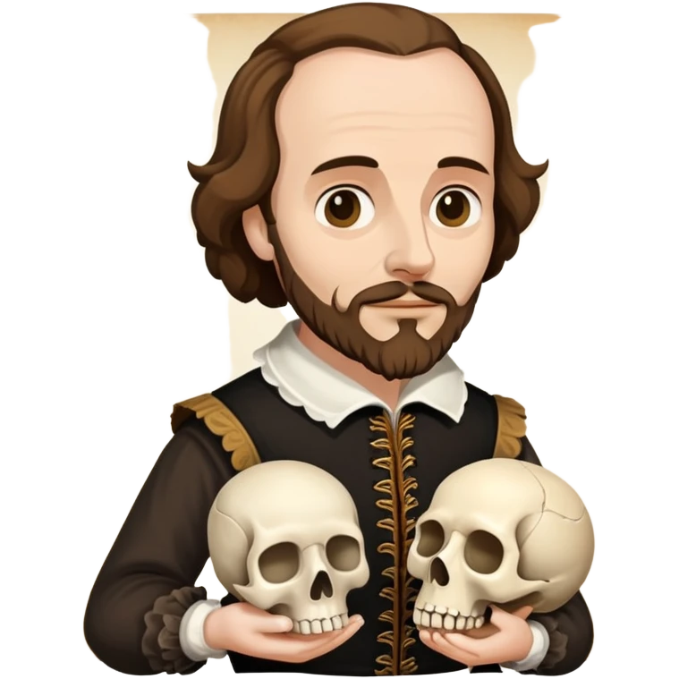 Shakespeare holding a skull referencing Hamlet emoji