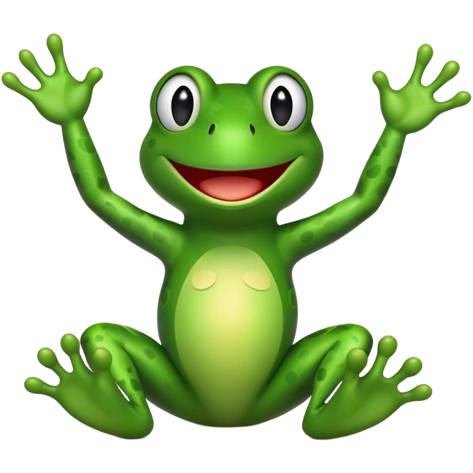 dancing frog with arms up and big grin emoji