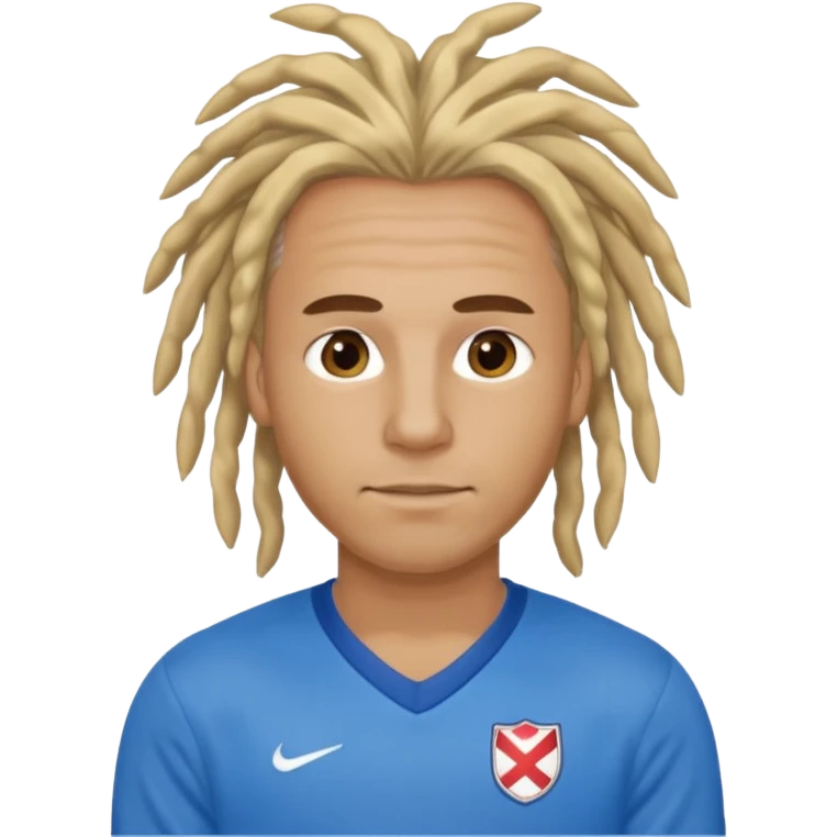blonde dreadlocks man with blue jersey emoji